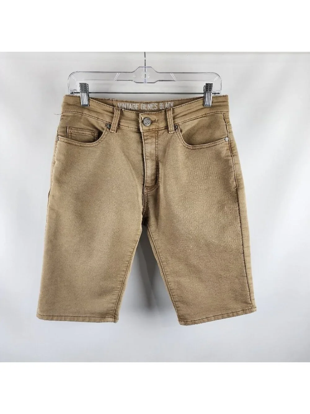 Vintage Genes Black Shorts Mens 28 Tan Slim Fit Short (28x12)